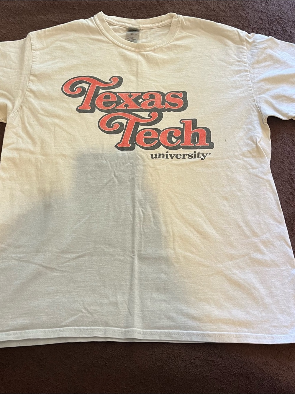 Gildan Texas Tech University White T-Shirt with Red and Black Logo